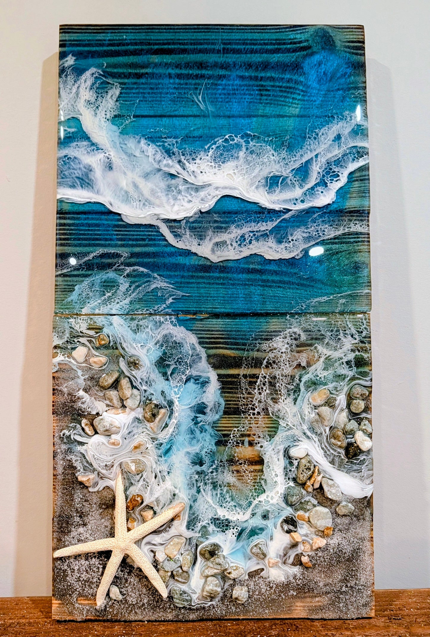 Boardwalk Tropical inspired coastal wall art Nicole's paint Escape