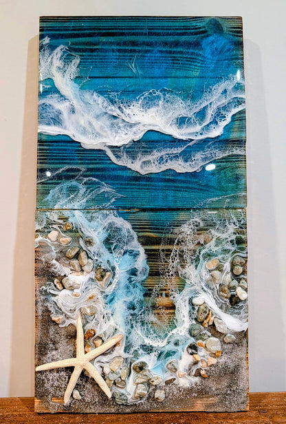 Boardwalk Tropical inspired coastal wall art Nicole's paint Escape