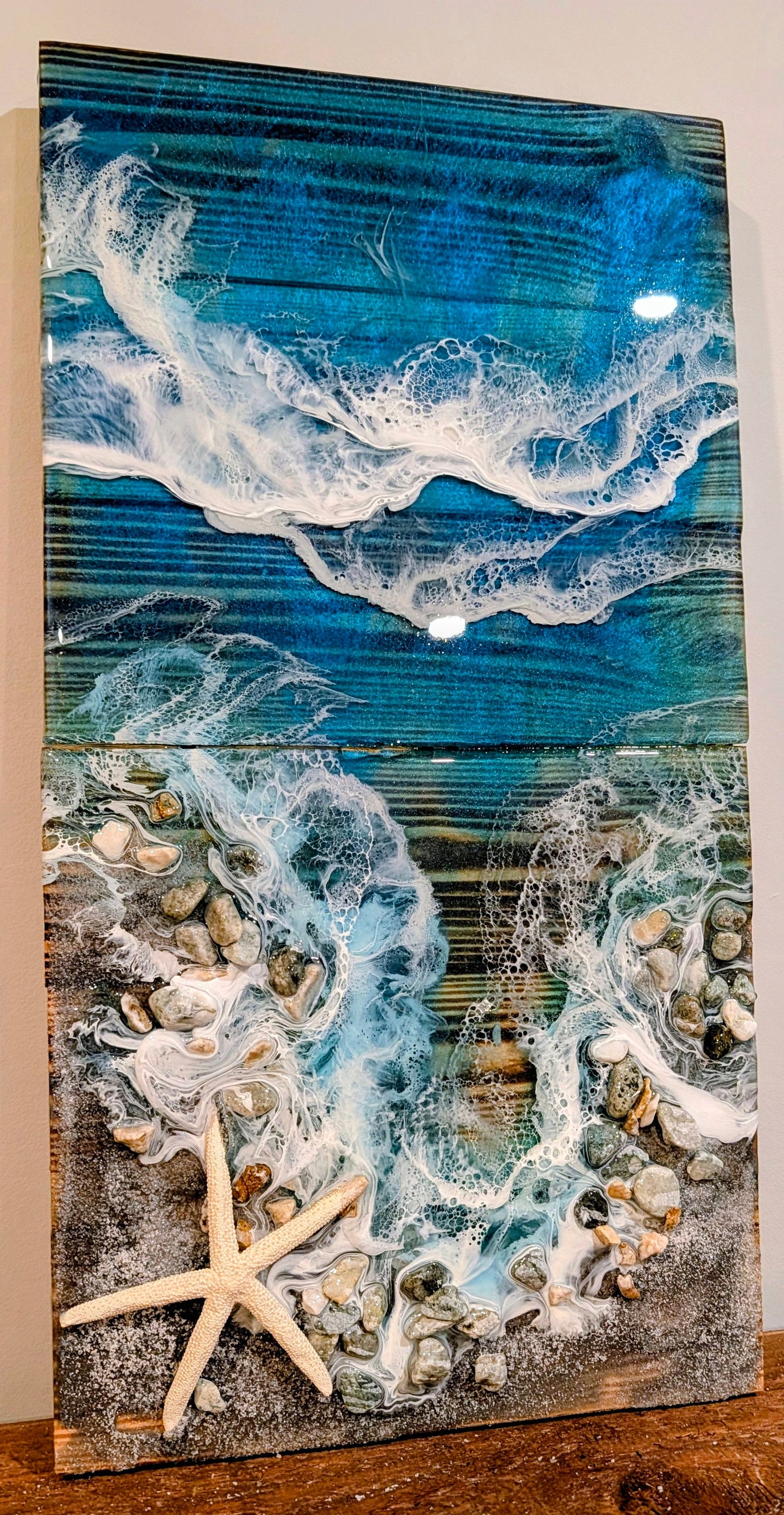 Boardwalk Tropical inspired coastal wall art Nicole's paint Escape