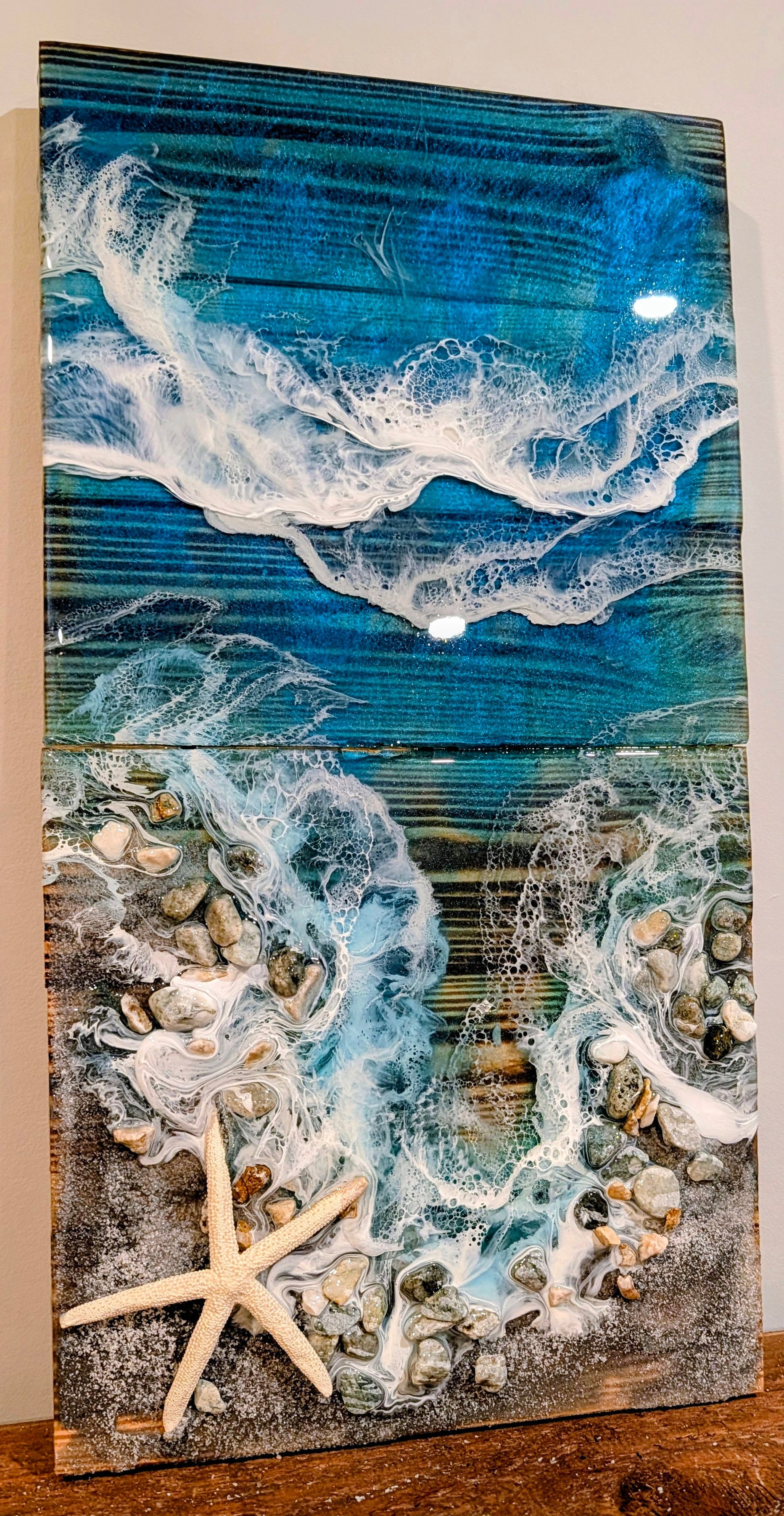 Boardwalk Tropical inspired coastal wall art Nicole's paint Escape