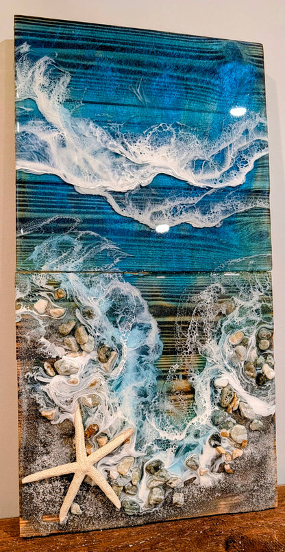 Boardwalk Tropical inspired coastal wall art Nicole's paint Escape