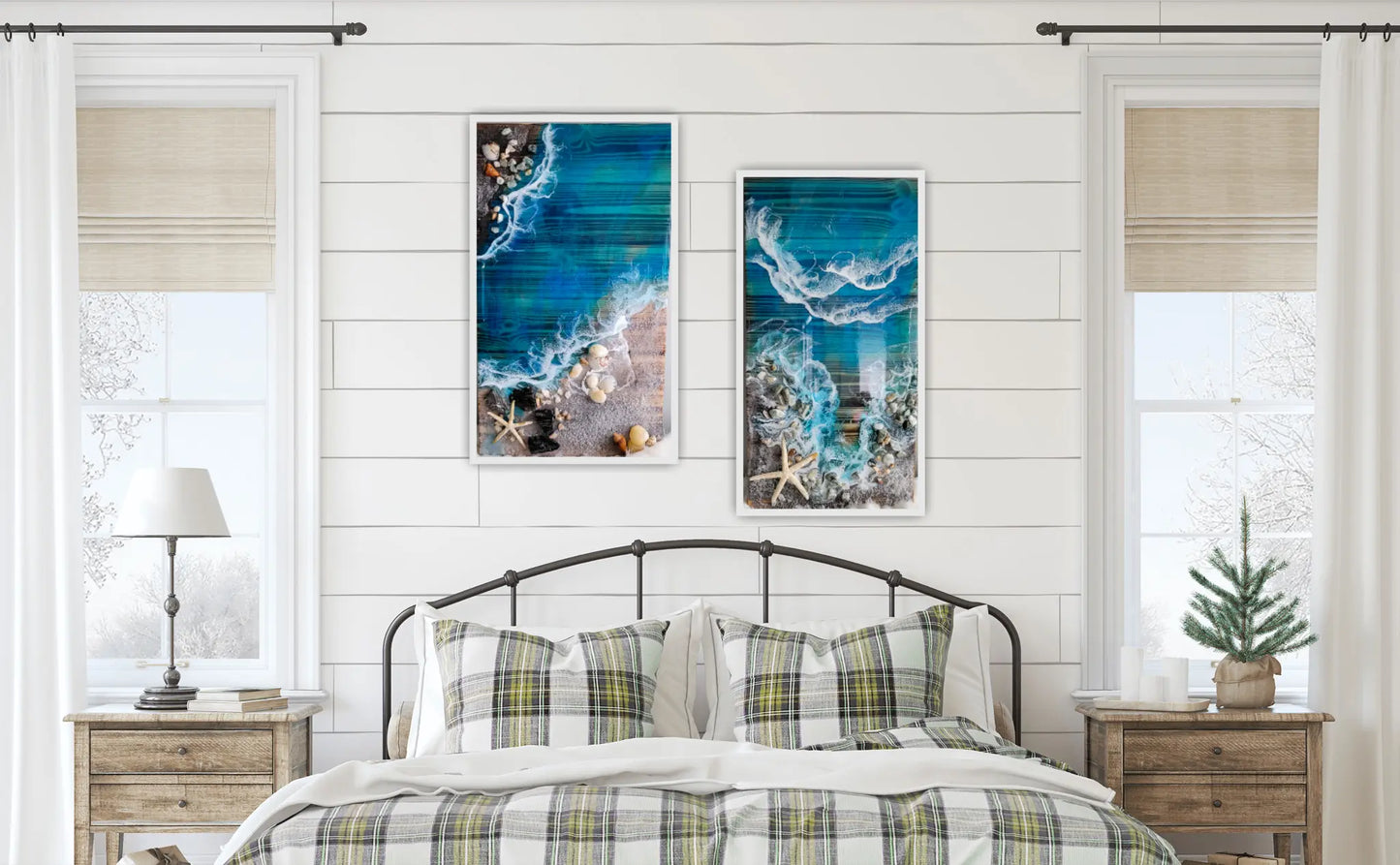 "Burnt Wood" Boardwalk coastal wall art- 11.5x21 Nicole's paint Escape
