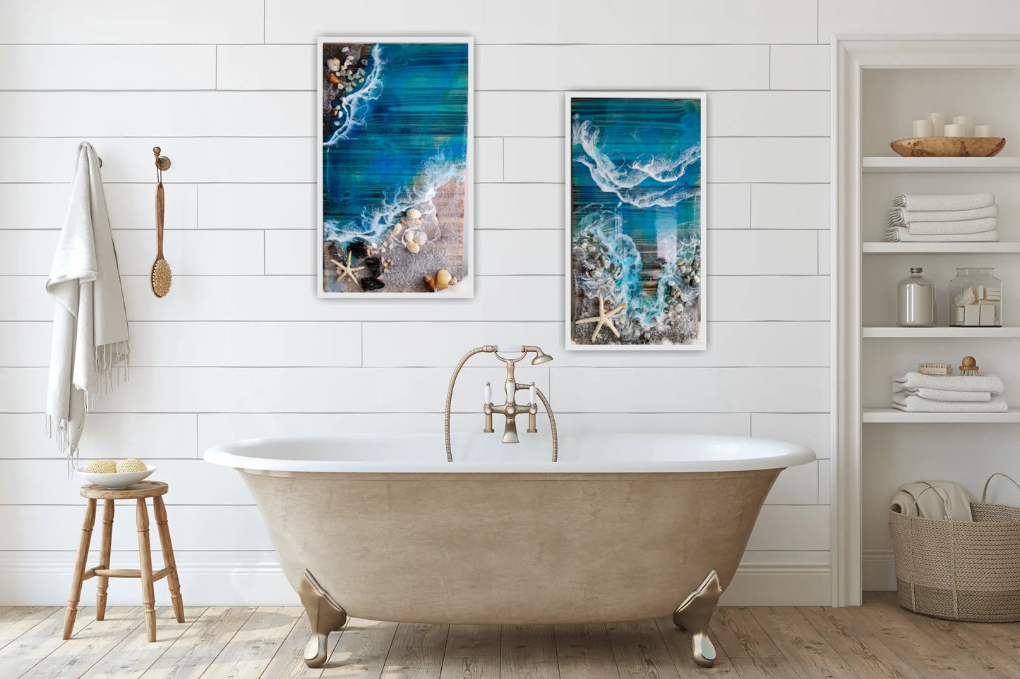 "Burnt Wood" Boardwalk coastal wall art- 11.5x21 Nicole's paint Escape