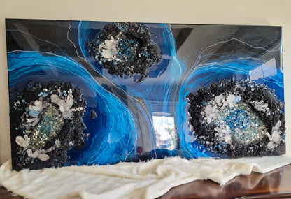 "Azurene" geode inspired wall art Nicole's paint Escape