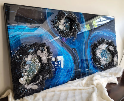 "Azurene" geode inspired wall art Nicole's paint Escape