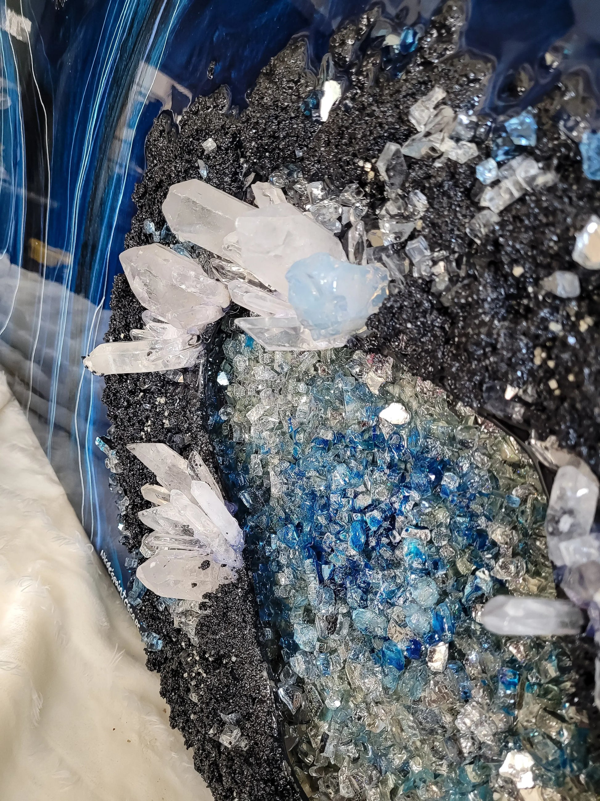 "Azurene" geode inspired wall art Nicole's paint Escape